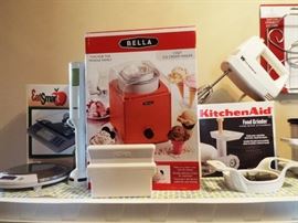 Bella ice cream maker, Kitchen Aid food grinder