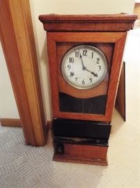 Antique oak time clock