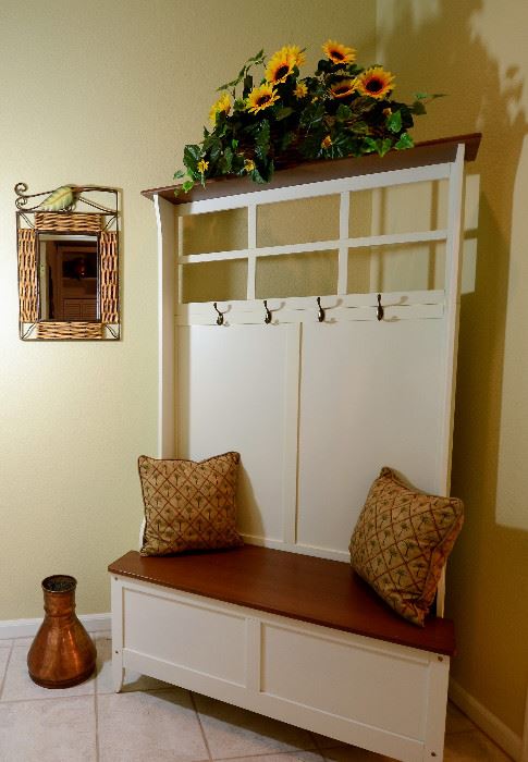 Hallway bench and coat rack for sale.