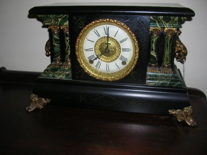Marbleized mantel clock