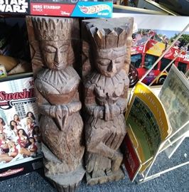 approx 2 feet all wood statues....and others