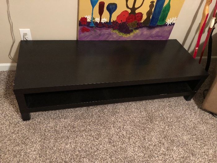 Black Painted Wood Long Coffee Table