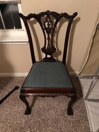 Ornate Mahogany Upholstered Seat Side Chair - 2 of 2