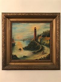 Light House Art Painting by T. Gribble (approx 24"x 24") Price $150