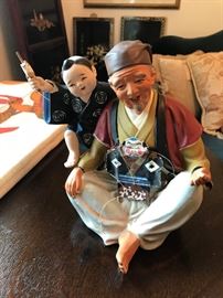 Vintage Hakata Mimasa Doll Asian Man and Kid with Kite ESTATE SALE PRICE $ 20