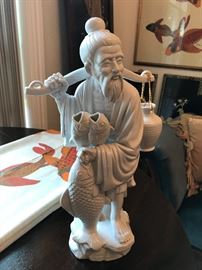 Asian Fisherman porcelain figurine (approx 10") ESTATE SALE PRICE $18
