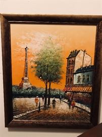 Paris Scene Paint signed by Burnett (different colors than what she normally uses)  (approx 24" x 30") Price $ 75