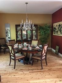 Modern dining room set with upholstered chairs