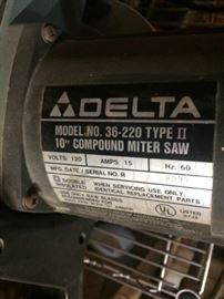 Detail on Delta Model 36-220 Type II 10" Compound Miter Saw