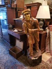5ft. Fisherman walnut Carving  By R Kron