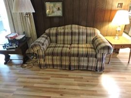 Love seat- green tartan plaid