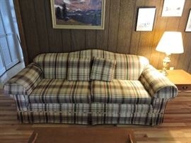Sofa- green tartan plaid