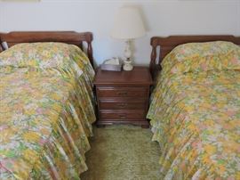 Twin beds extra long and nightstand