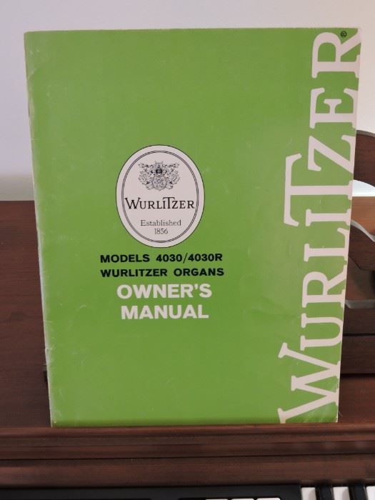 Wurlitzer home electric organ 4030. Owners manual
