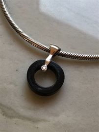 Passman 14K and black coral eternity pendant with diamond