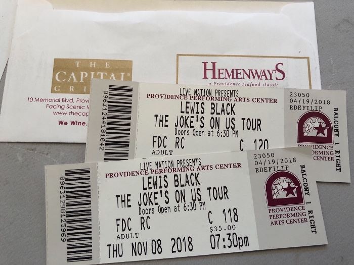 Tickets to Lewis Black on November 8th in Providence.