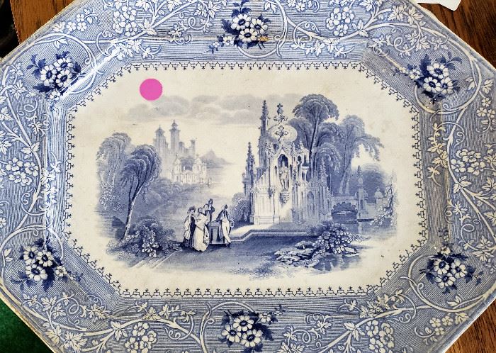W. Adams & Sons 1800's blue tray "Columbia"