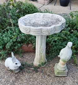 bird bath, yard figurines