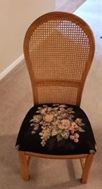 4 straight needlepoint chairs