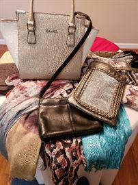 Ladies scarves, handbags - Calvin Klein, The Sak, O