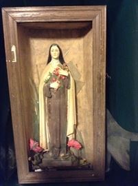 Antique St Therese Shadow Box, no glass