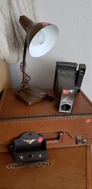 desk lamp vintage camera polaroid