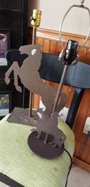 horse cowboy metal lamp