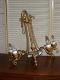Here is a unique hanging lamp, it comes with frosted globes - looks very nice.