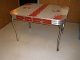 Great retro kitchen table from the 50's or 60's. The matching chairs need work - rare and very cool.