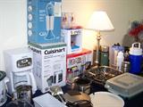 small kitchen appliances such as Cuisinart coffee makers and waffle, Hamilton Beach metal drink mixer, Magic Bullet, hot air popcorn popper, crock pot, etc.
