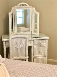 Wicker vanity with chair