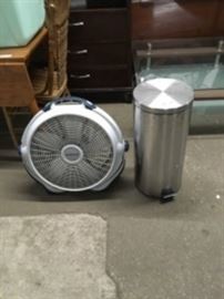 Floor Fan and Trash Can