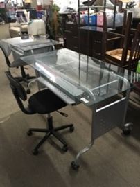 Glass and Metal Desk and Chair