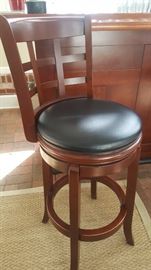 Barstool swivel with leather seat  one of 4  