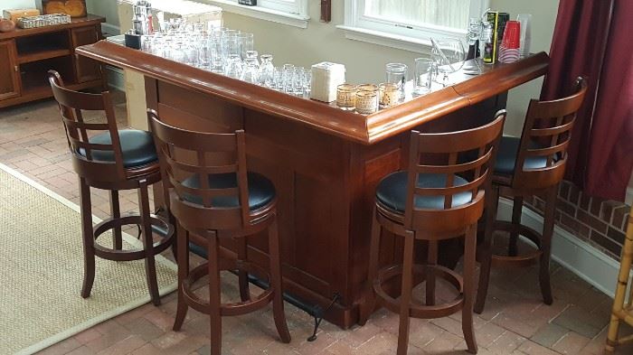 Bar front side with bar stools  