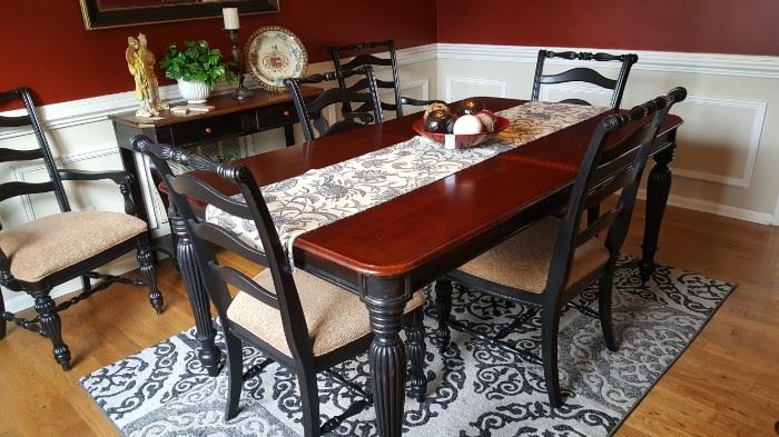 Dining Room Table 4 chairs and 2 arm chairs  