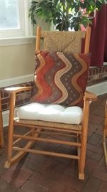 Rocker wood with rush seat and back  cushions