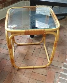 Vintage Bamboo end table with glass top