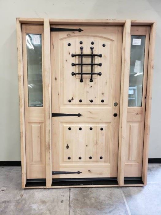 Front entry door with side panels