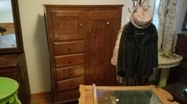 Colonial Revival Oak Wardrobe Chest