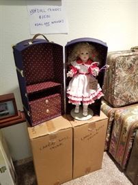 New doll trunk. Handmade porcelain doll is not included, but is for sale