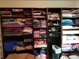 Sewing fabric. There are also large and small bolts of fabric