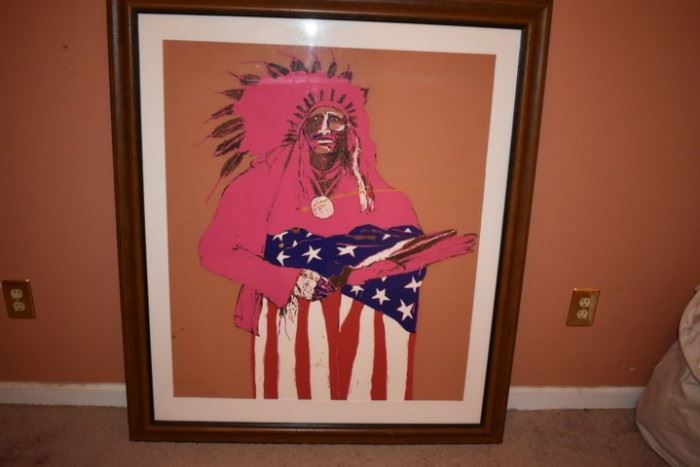  Fabulous Art - Last Indian With American Flag by Fritz Scholder, (lithograph),  number 60 of only 150 in existence. with Cert of Authenticity, you may call with an offer. 