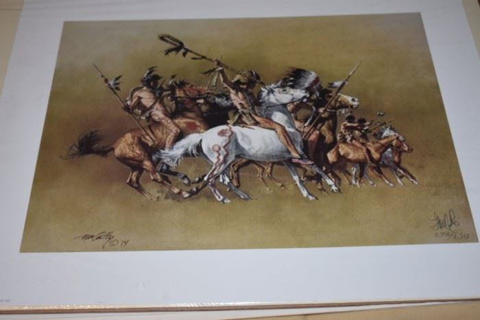 Art - "Sioux Warriors" by Artist Frank McCarthy, Double Signed, (238 of 650) - with Cert of Authenticity