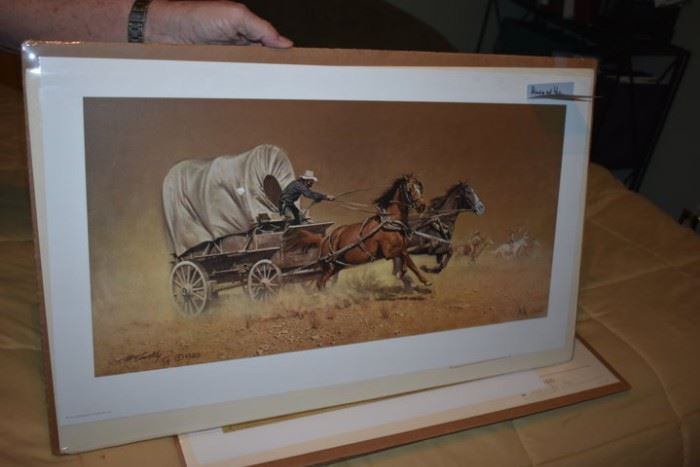 Art - "Race with the Hostiles by Artist Frank McCarthy, Double Signed, (12 of 1000) on Canvas Paper - with Cert of Authenticity