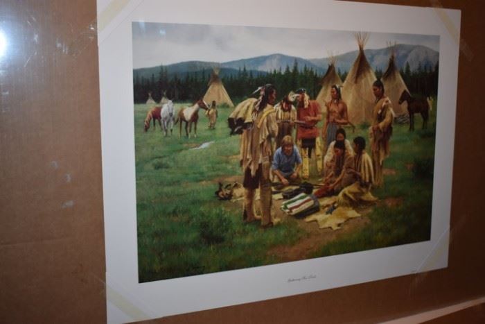 Art - "Gathering for Trade" by Artist Susan Turpning - this is an Artist Proof there are 2  (62 of 95) & (64 of 95)- Double Signed by the Artist - with Cert of Authenticity