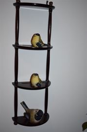 3 Tier Wall Shelf and Bird Figurines