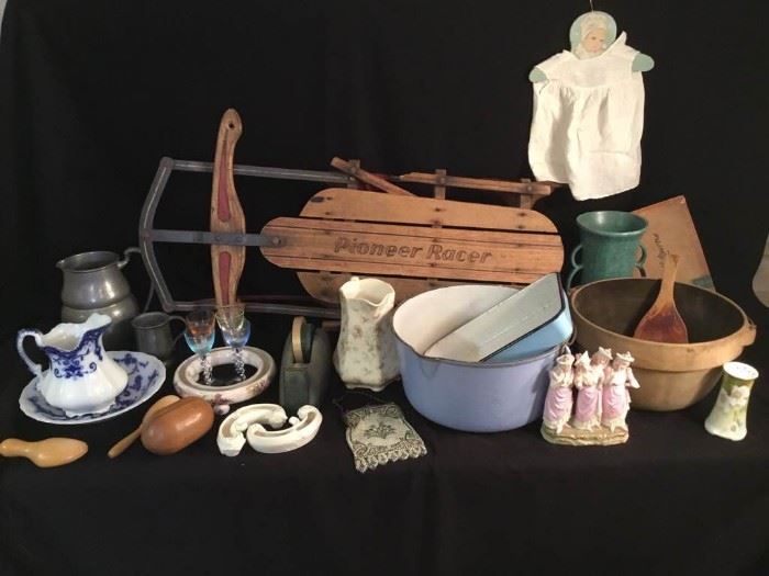 Antique Sled and Miscellaneous Lots