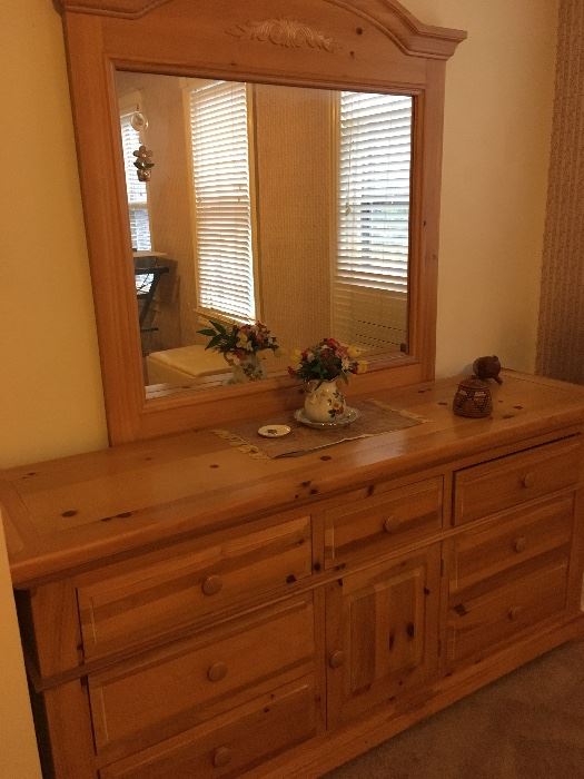Pine dresser and mirror