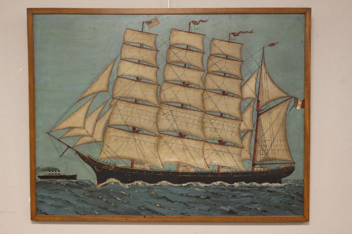 FOLK ART Schooner Ship Painting VITO MANSUETO 
